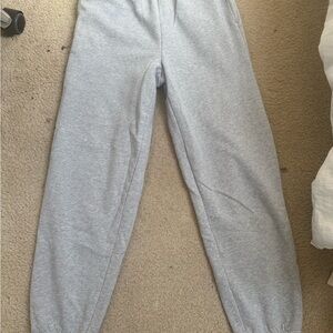 Gray Track Pants with Elastic Waistband and Cuffs